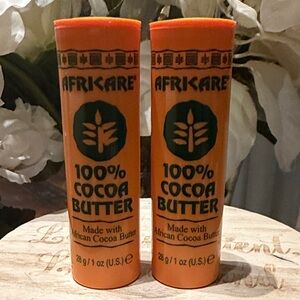 Africare 100% Cocoa Butter Stick 1 oz sticks lot of 2 NEW